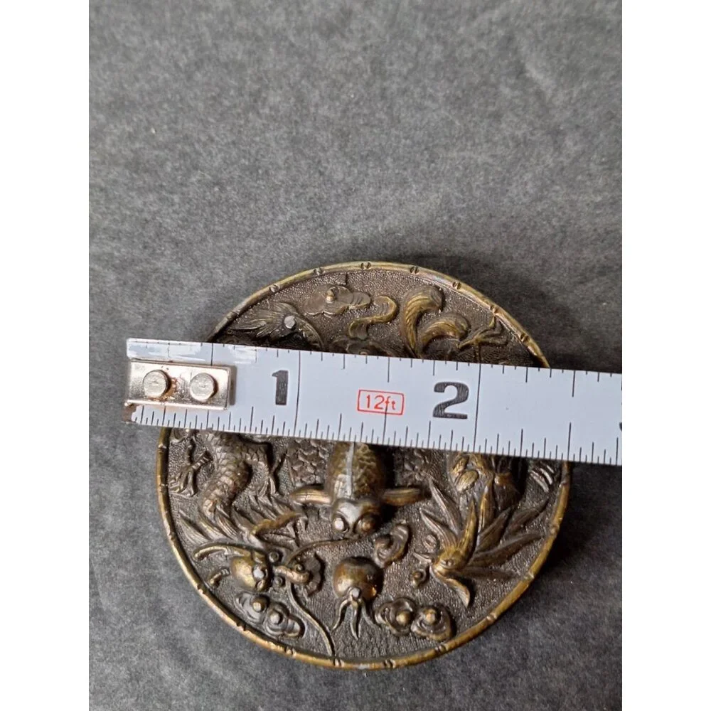 Vtg 1974 Sun Dragon Phoenix Koi Fish Talisman Hippie Bergamot Brass Belt Buckle - Picture 6 of 11